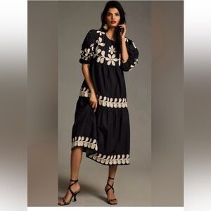 Caroline Constas gorgeous flowers linen vacation/ summer dress.